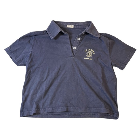 brandy melville navy blue collared st. george london top vintage beachy Y2K golf - Picture 1 of 7